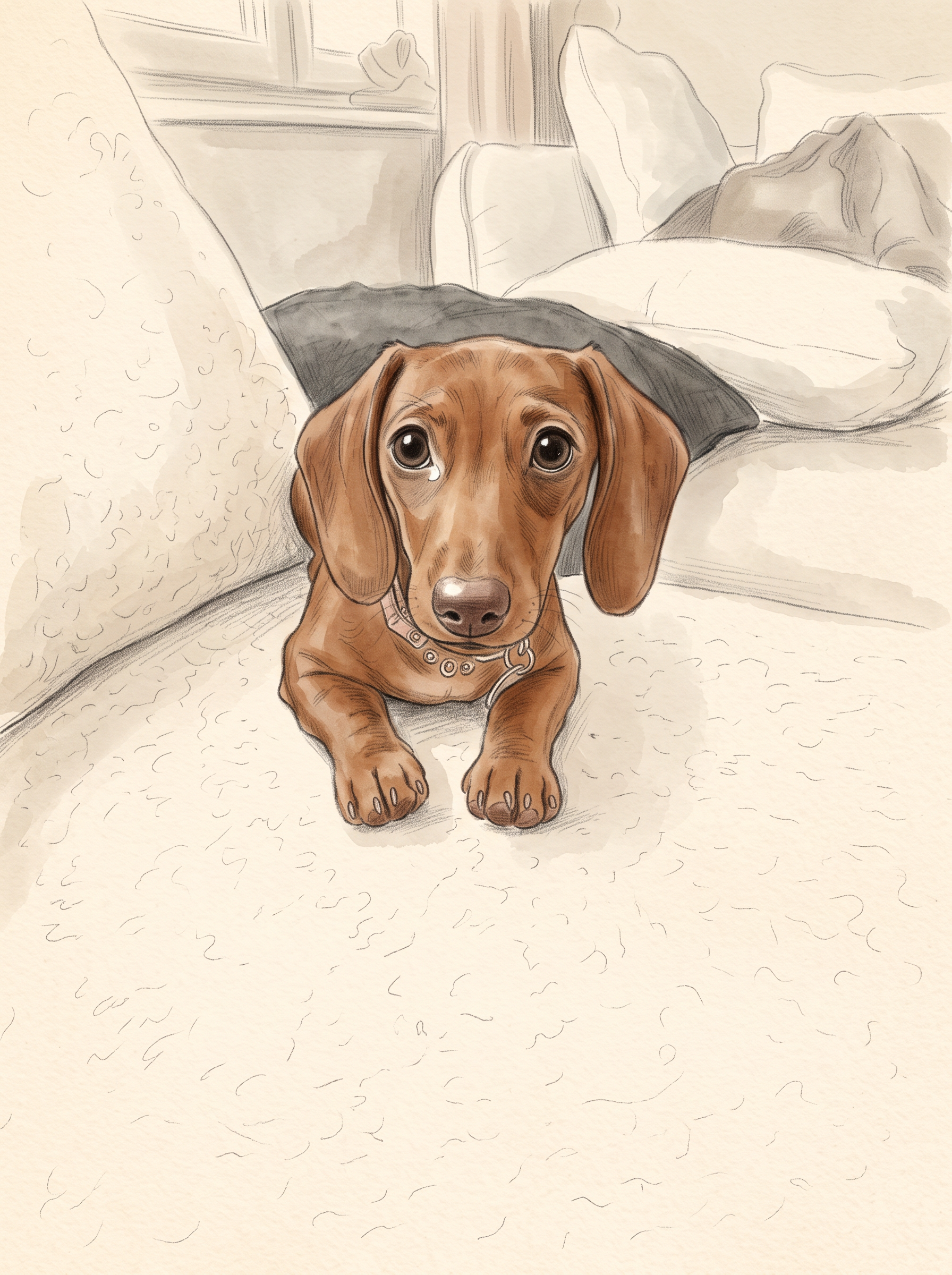 Molly auf dem Sofa, gezeichnet